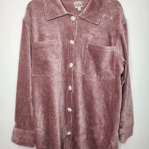 Como Vintage Womans Long Sleeve 2 Pocket Button Front Shirt,Pink, Sz Large, NEW